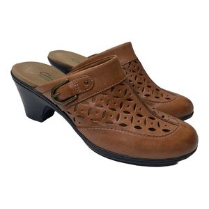 Clarks Bendables Women’s Brown Leather Heeled Mules